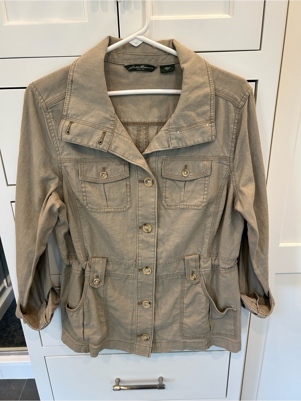 Eddie Bauer Khaki Utility Jacket with Button Front
